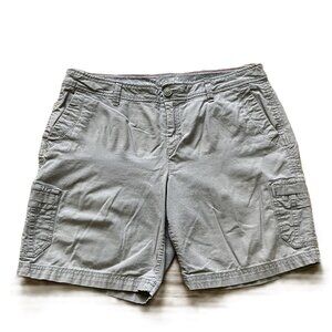 Eddie Bauer Utility Cargo Shorts Grey Ripstop Women's Slightly Curvy Fit